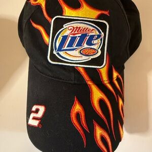 Nascar Miller Lite Rusty Wallace Black Cap with Signature Embroidery